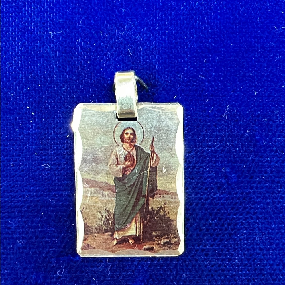 14 k yellow gold Religious Saint Rectangular Pendant